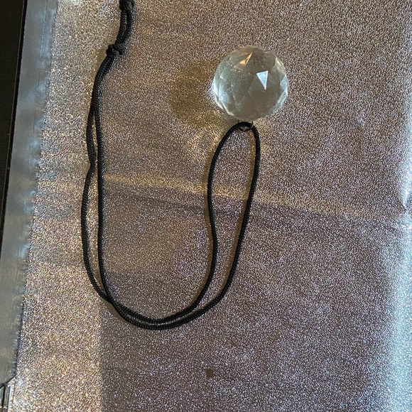 Vintage Lucite Faceted Globe Pendant on Black Cord 1.5” round - Picture 4 of 9